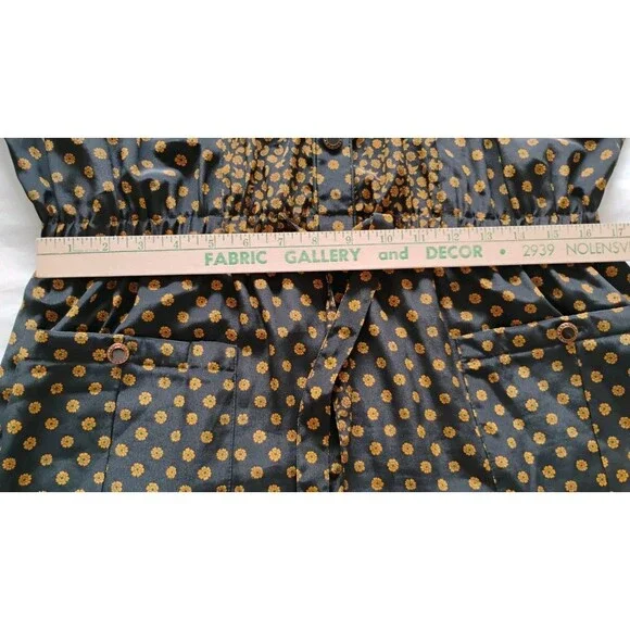 Vtg 80s Leslie Fay Midi Dress Women's Black Brown Paisley Tie Front Secretary 14 - Picture 12 of 15